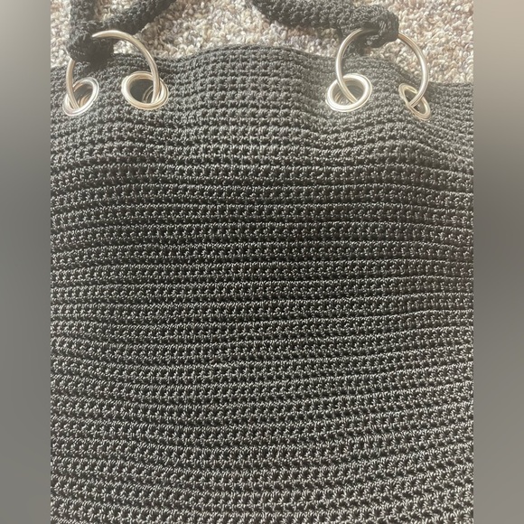 5/$25 Chunky knit crocheted black purse with silver hardware - Picture 9 of 9